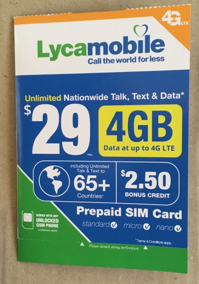 LycamobileのSIM