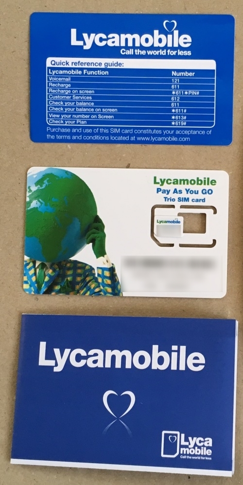 LycamobileのSIM 簡易説明書　SIM　説明書