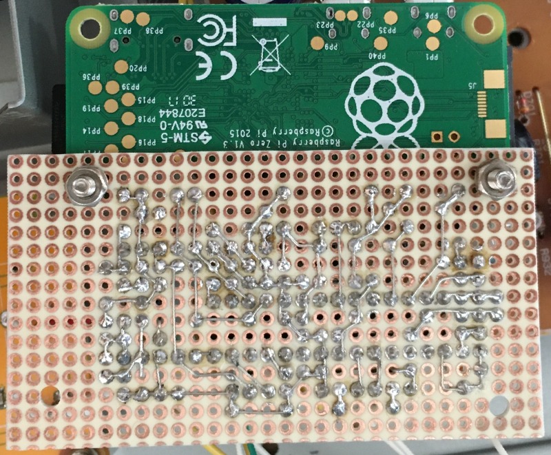 Raspberry  Pi(ラズパイ)でOnkyo T-422Mチューナーをインターネットラジオ対応に改造　PIC18FとRaspberry Pi Zeroの基盤 裏面