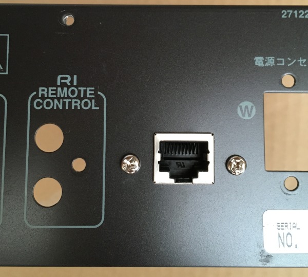 Raspberry Pi(ラズパイ)でOnkyo T-422Mチューナーをインターネットラジオ対応に改造 バックパネルのLAN端子仮付