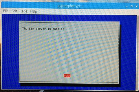 Raspbian SSH 許可　イネーブル　確認画面